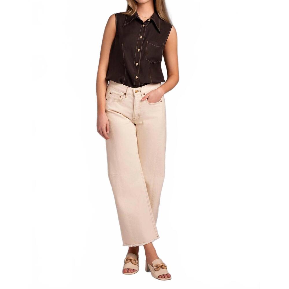 NEW ALYSI sleeveless button up top in carbon